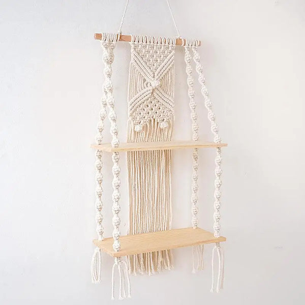 2 Tier Macrame Floating Shelf