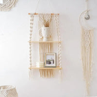 2 Tier Macrame Floating Shelf