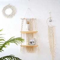 2 Tier Macrame Floating Shelf