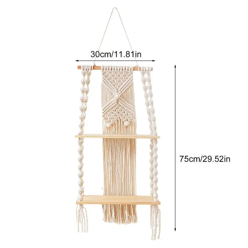 2 Tier Macrame Floating Shelf