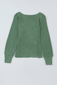 Textured Long Sleeve Top- Green