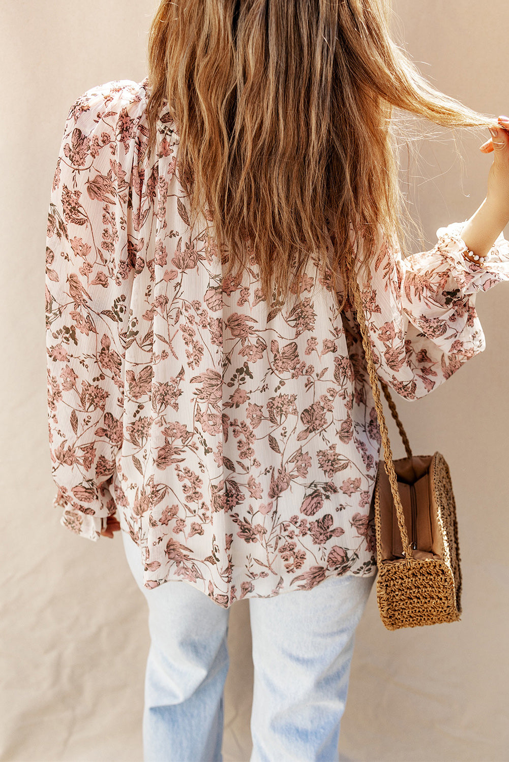 Boho Floral Print Long Sleeve Blouse