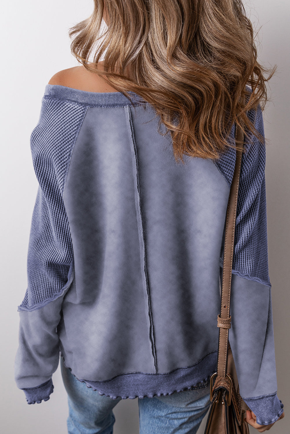 Waffle Knit Sweatshirt- Blue