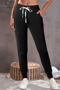 Drawstring Jogger Sweatpants- Black