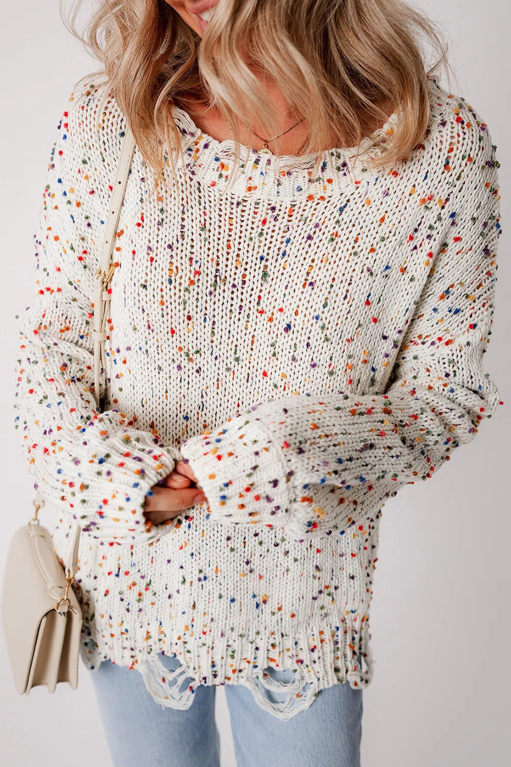 Dropped Shoulder Sweater- Confetti