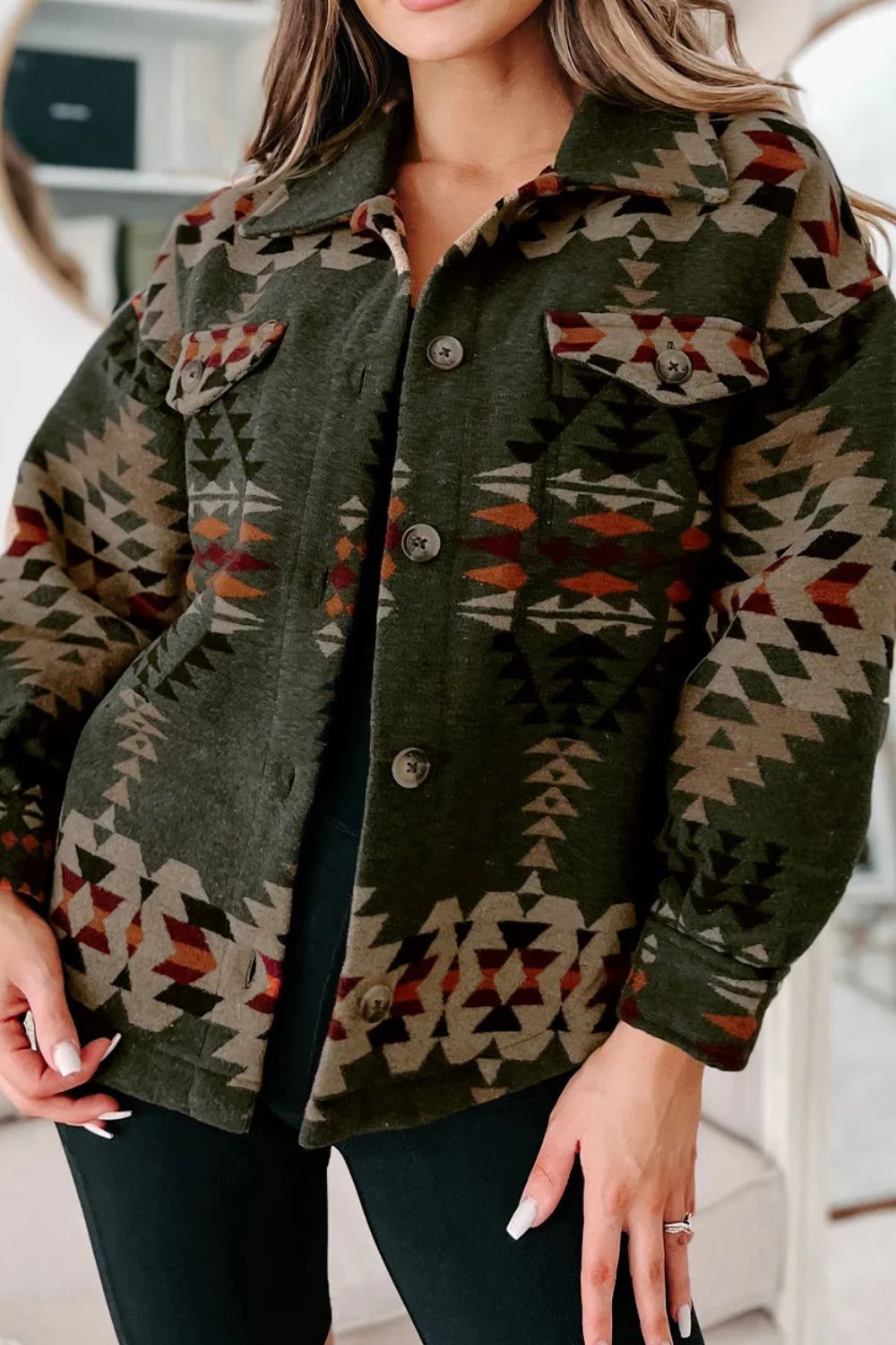 Pocketed Southwest Pattern Jacket