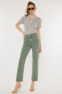 Ultra High Rise Straight Jeans-Green