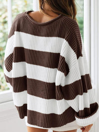 Oversized striped knit sweater