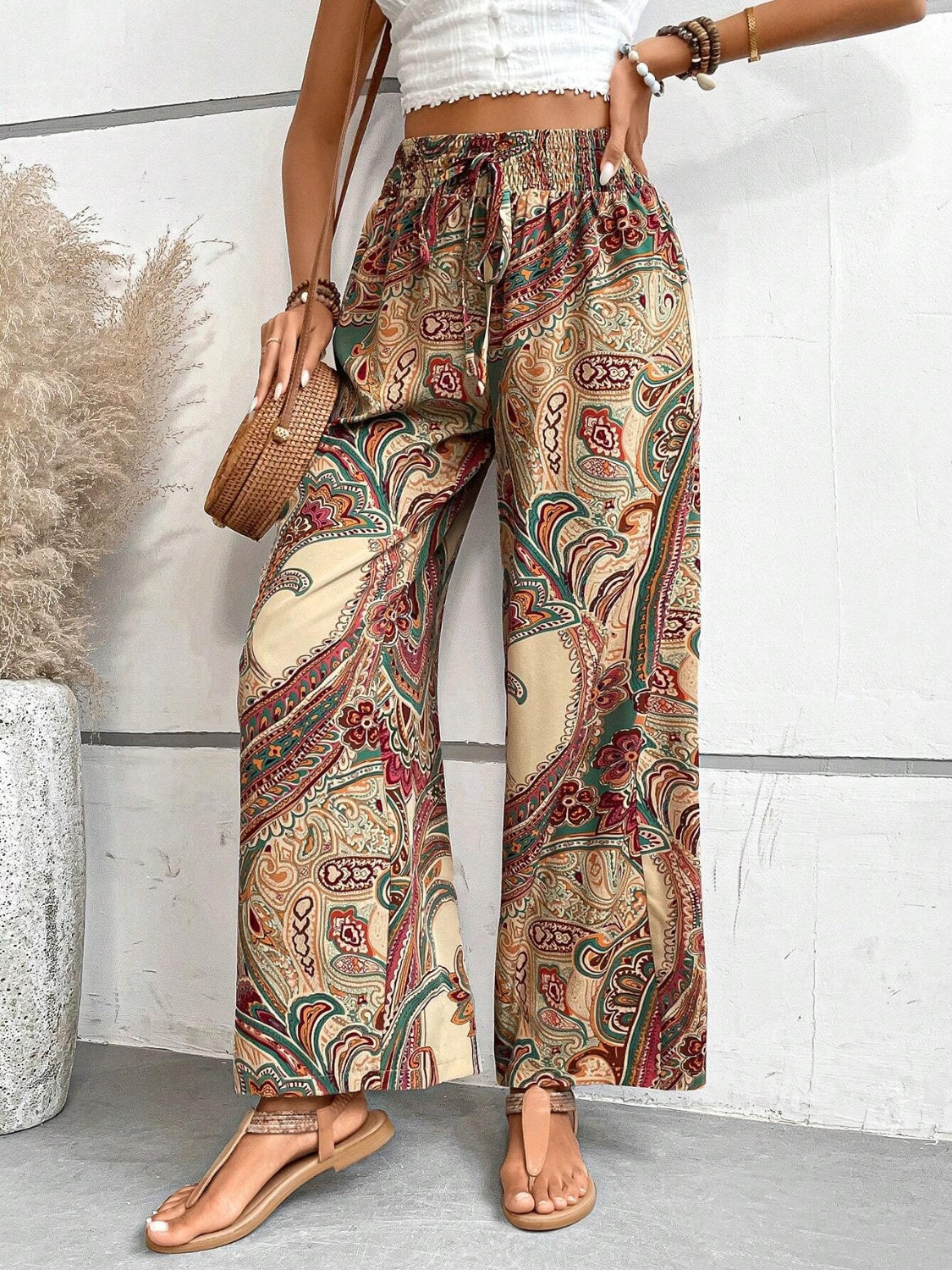 Savannah Boho Paisley Printed Wide Leg Pants