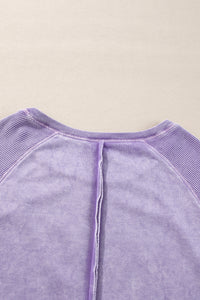 Waffle Knit Sweatshirt- Purple