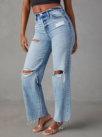 Sammy Distressed Straight Leg Jeans with Pockets