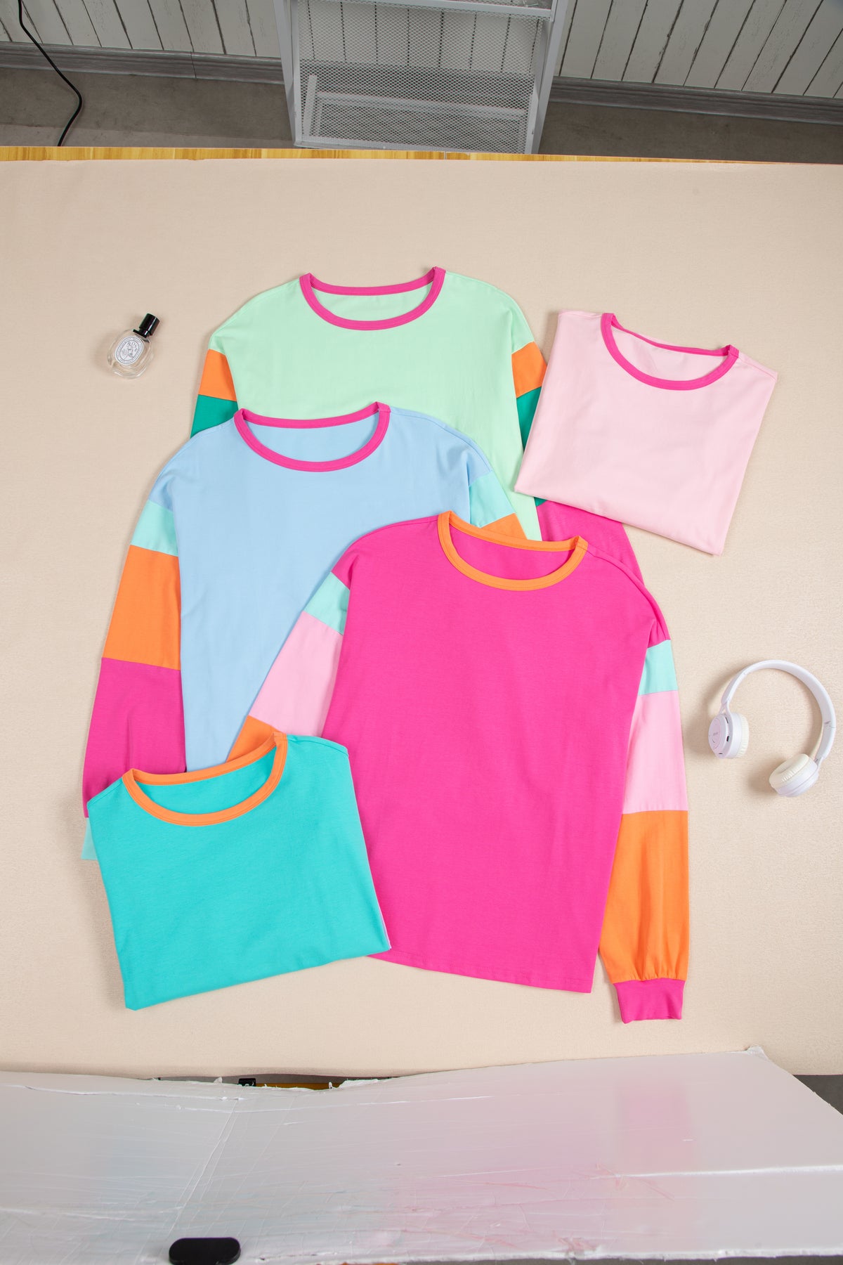 Colorblock Patchwork Long Sleeve Top