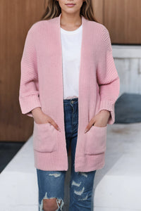 Oversized Knit Cardigan- Pink