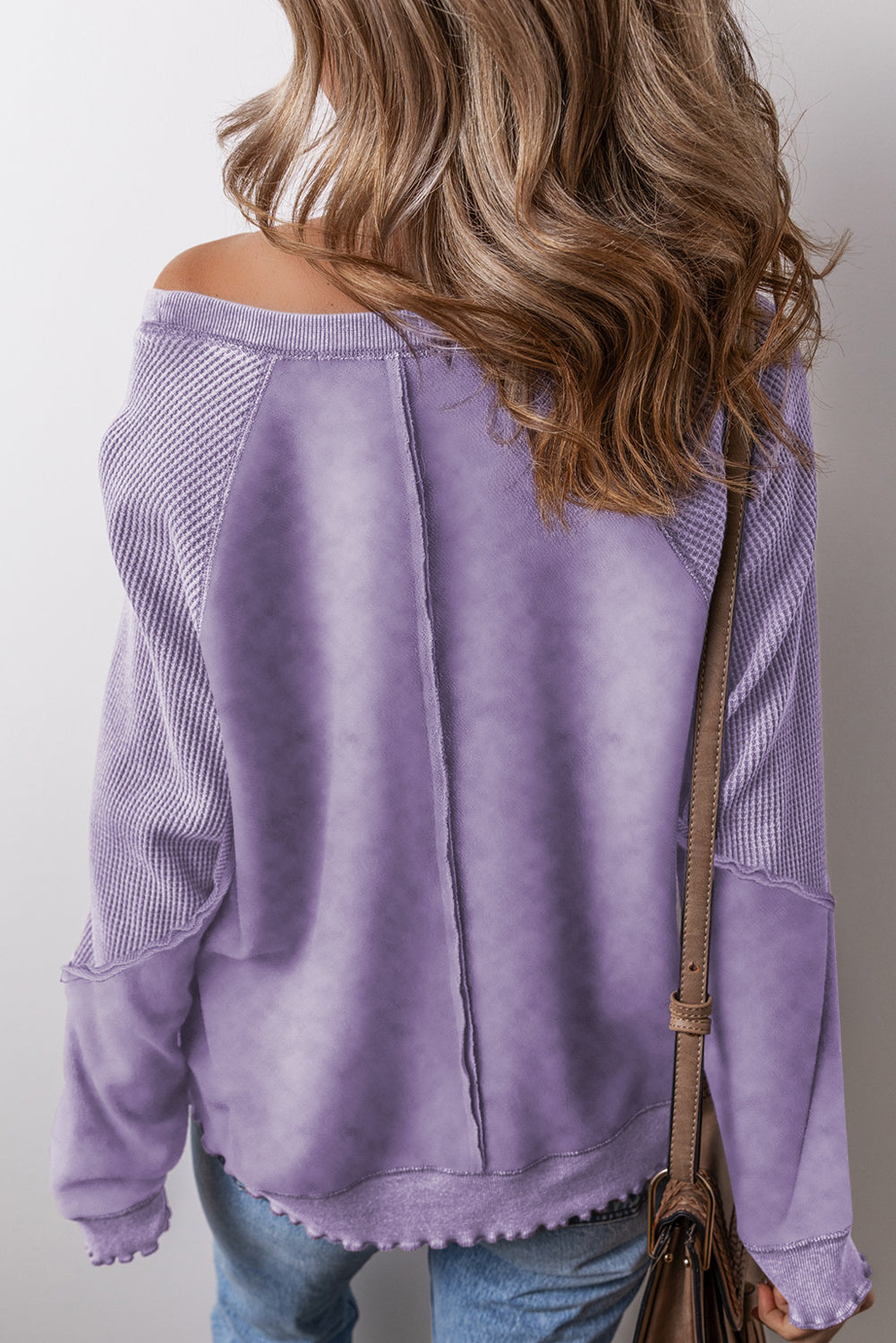 Waffle Knit Sweatshirt- Purple