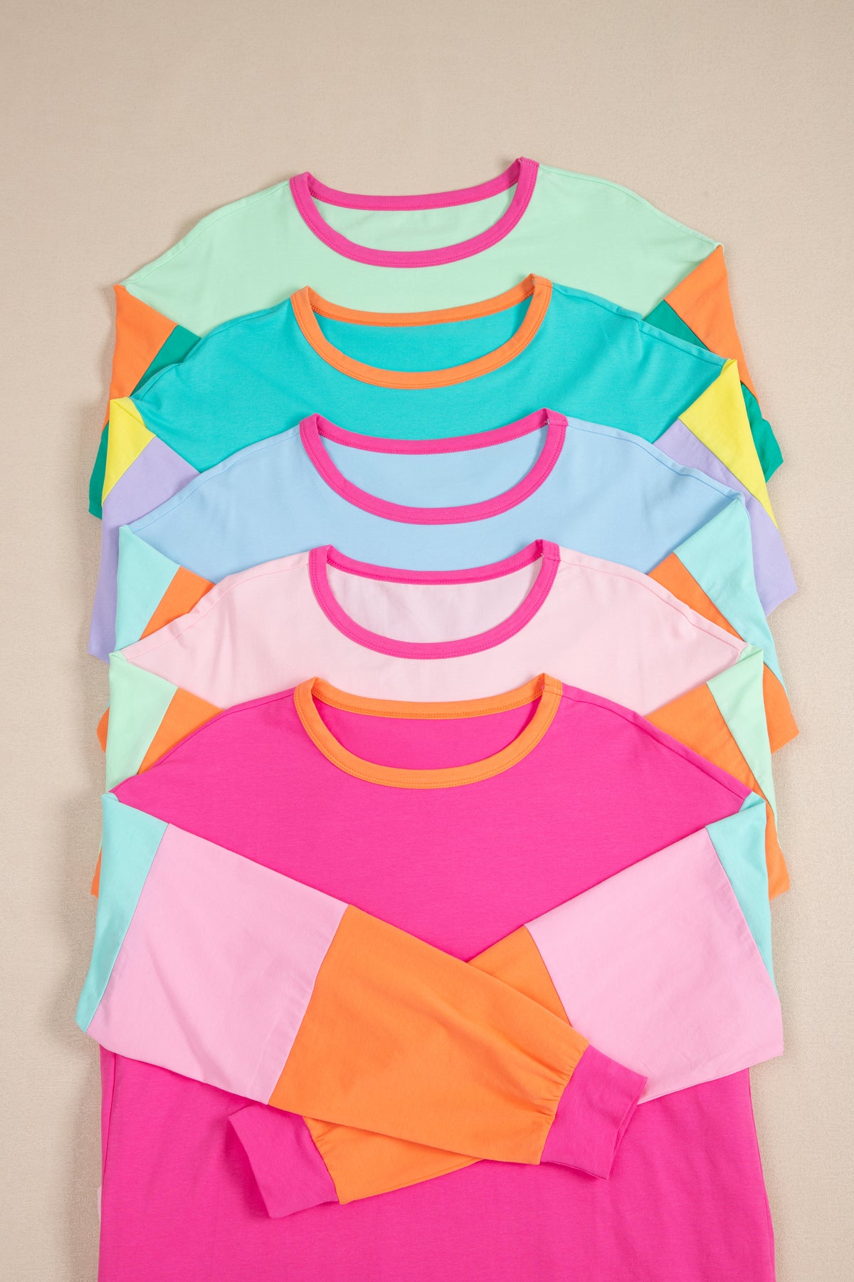 Colorblock Patchwork Long Sleeve Top