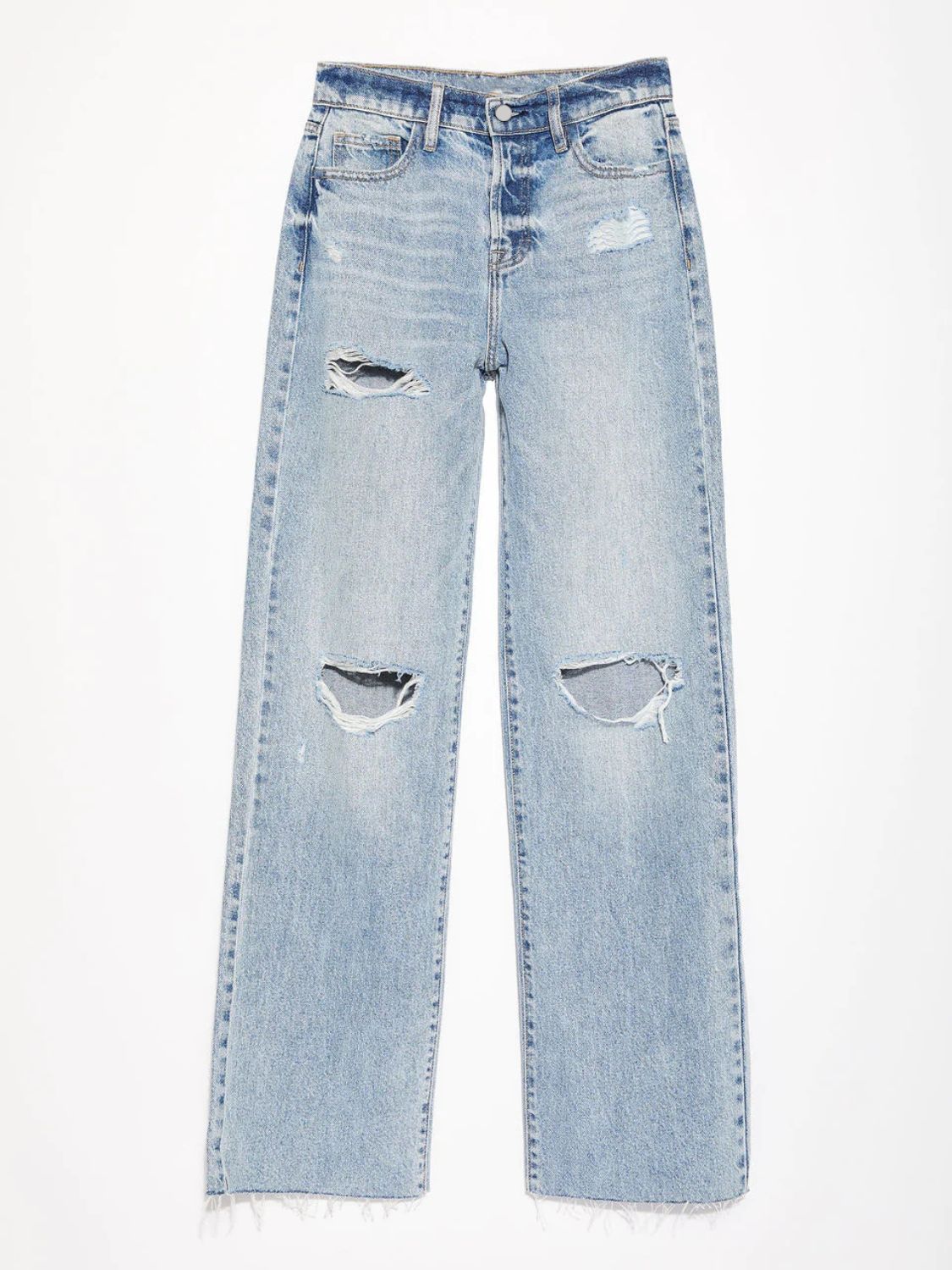 Sammy Distressed Straight Leg Jeans with Pockets