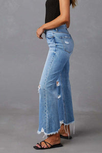 Maisy Distressed Raw Hem Jeans with Pockets