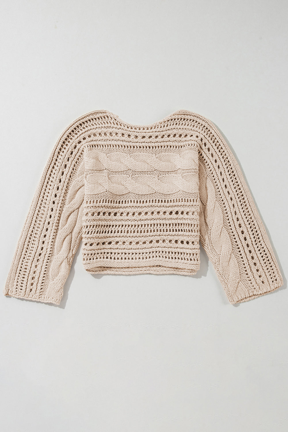 Cable Knit Crop Sweater- Cream