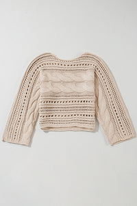 Cable Knit Crop Sweater- Cream