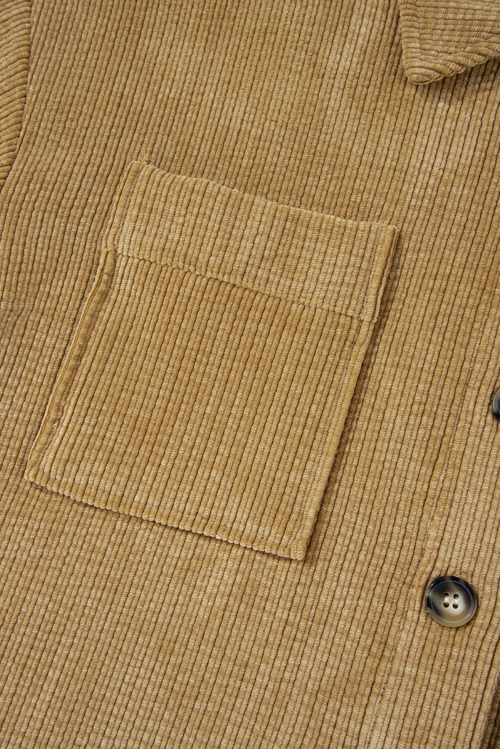 Corduroy Button Up Shacket- Beige