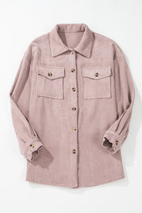 Corduroy Button Up Shacket- Light Pink