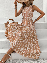 Printed Round Neck Sleeveless Dress