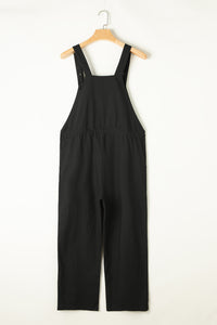 Drawstring Cropped Overall- Black