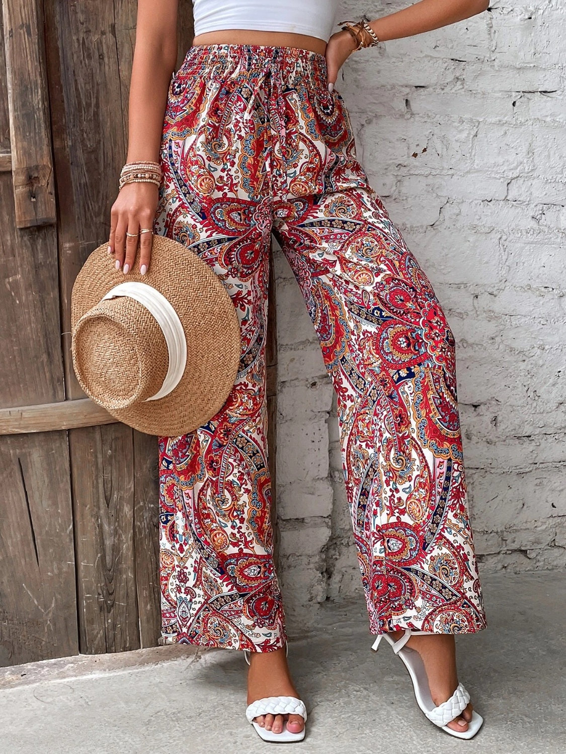 Savannah Boho Paisley Printed Wide Leg Pants