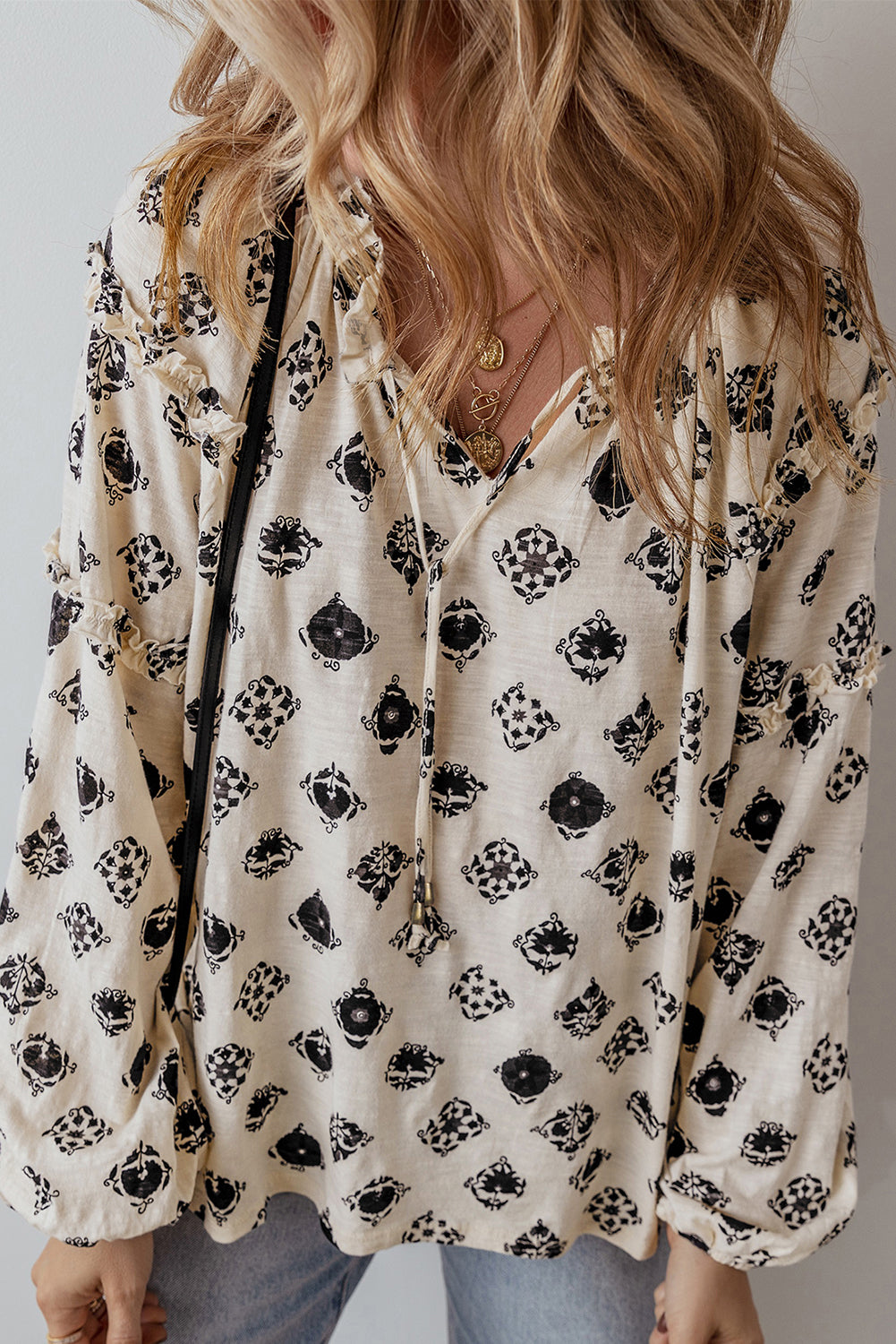 Boho Printed Blouse- White