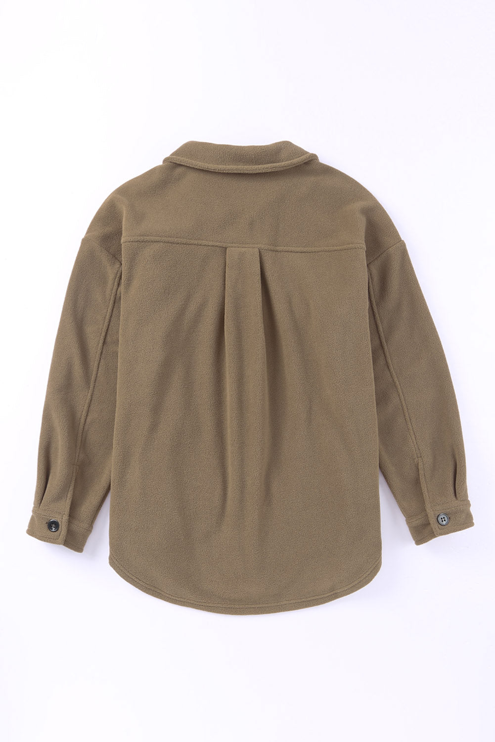 Fuzzy Button Down Shacket- Army Green