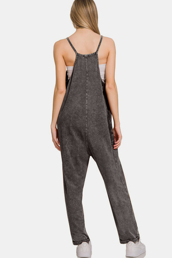 Acid washed jumpsuit- ash black