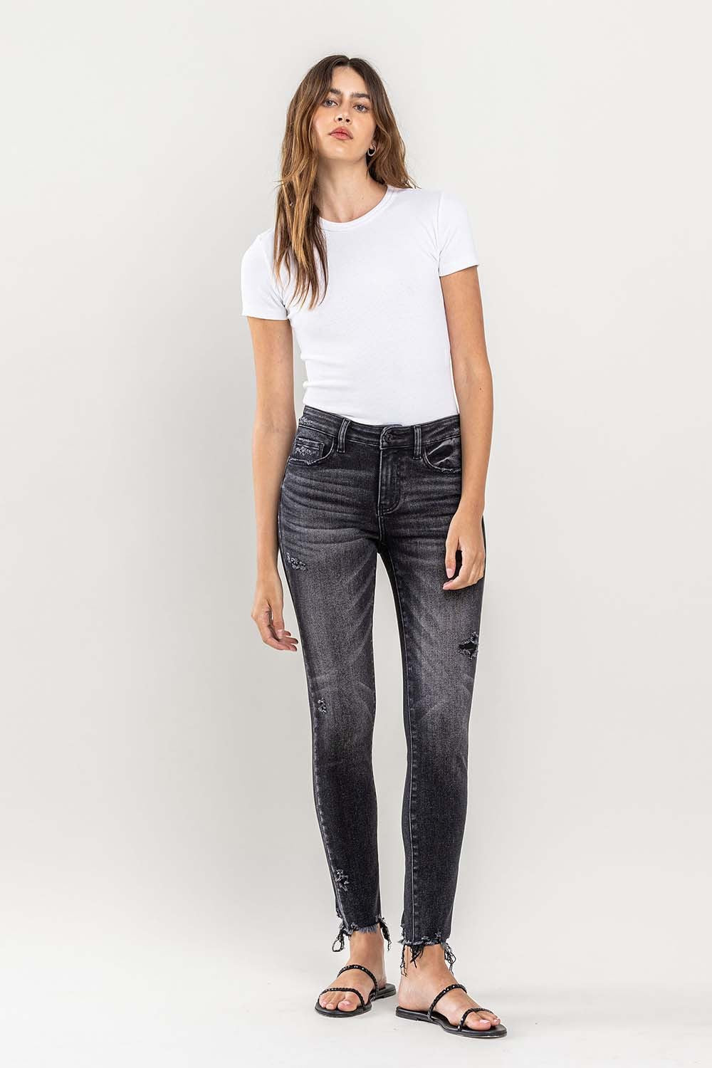 Kara Raw Hem Cropped Skinny Jeans