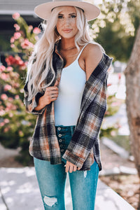 Oversize Flannel top with Slits- Black