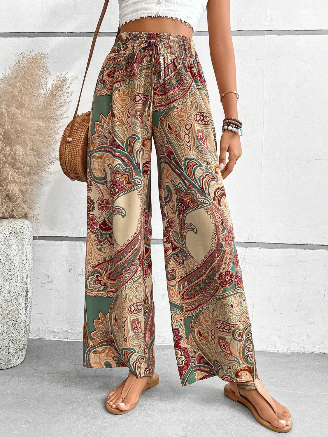 Savannah Boho Paisley Printed Wide Leg Pants