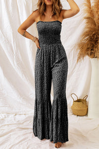 Floral Wide Leg Jumpsuit- Black