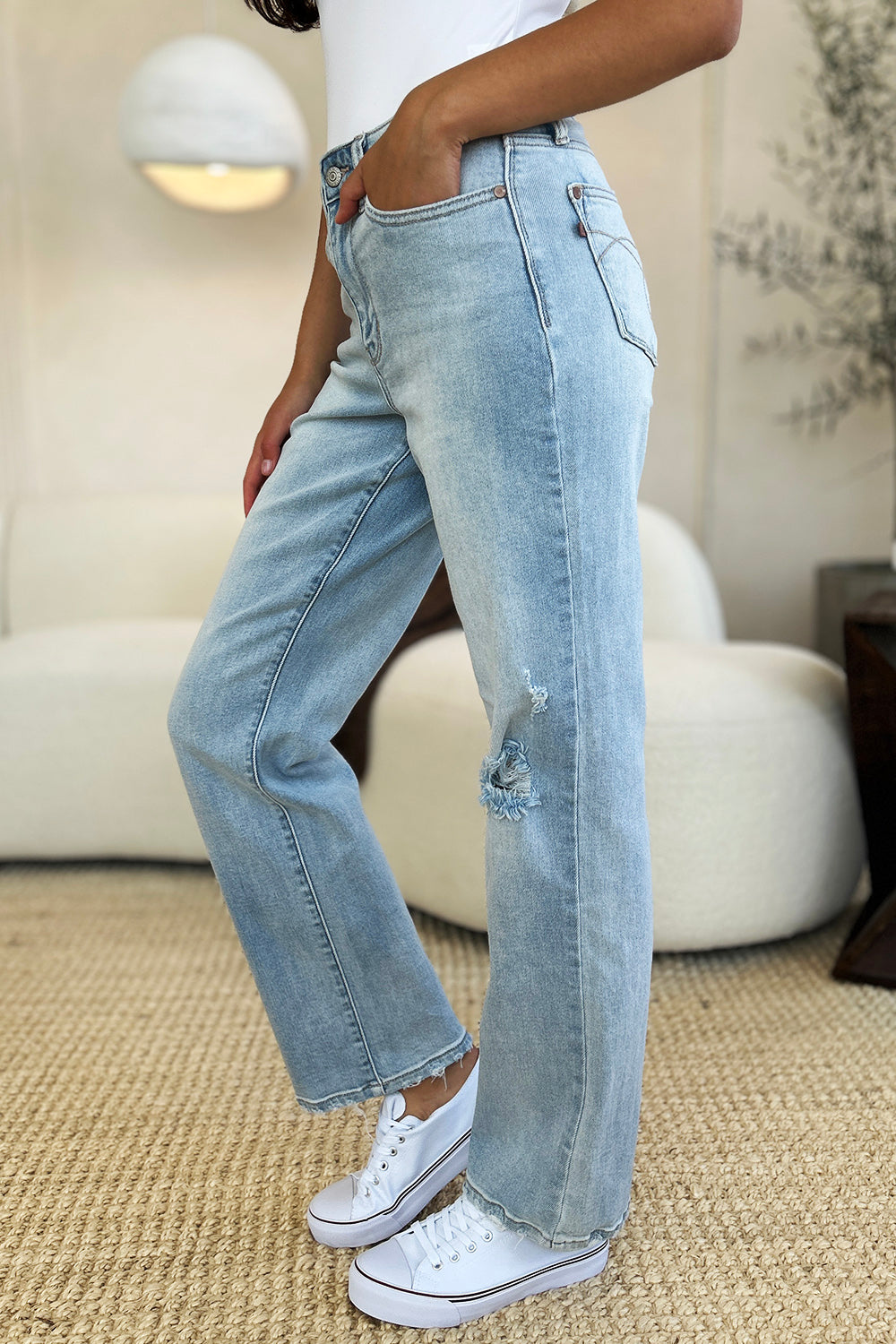 Julia High Waist Distressed Straight Jeans