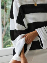 Oversized striped knit sweater