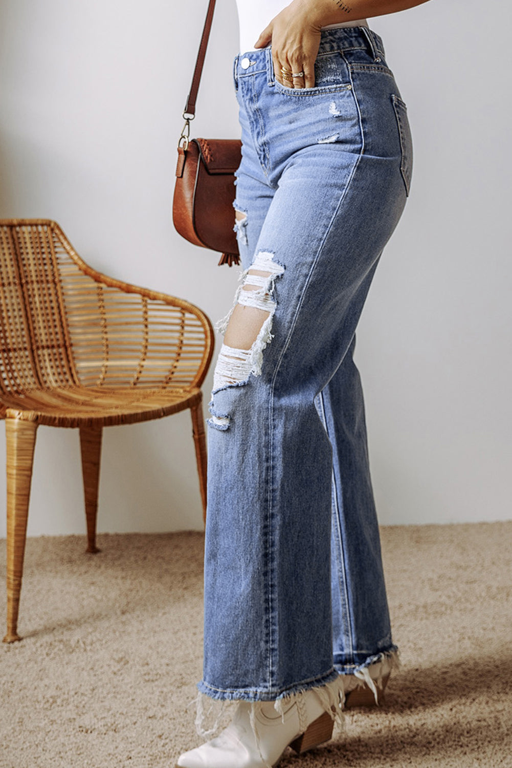 Ashleigh Distressed Straight Leg High Waist Jeans