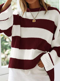 Oversized striped knit sweater