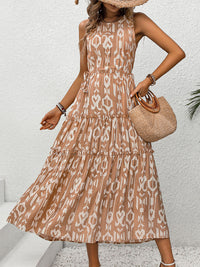 Printed Round Neck Sleeveless Dress