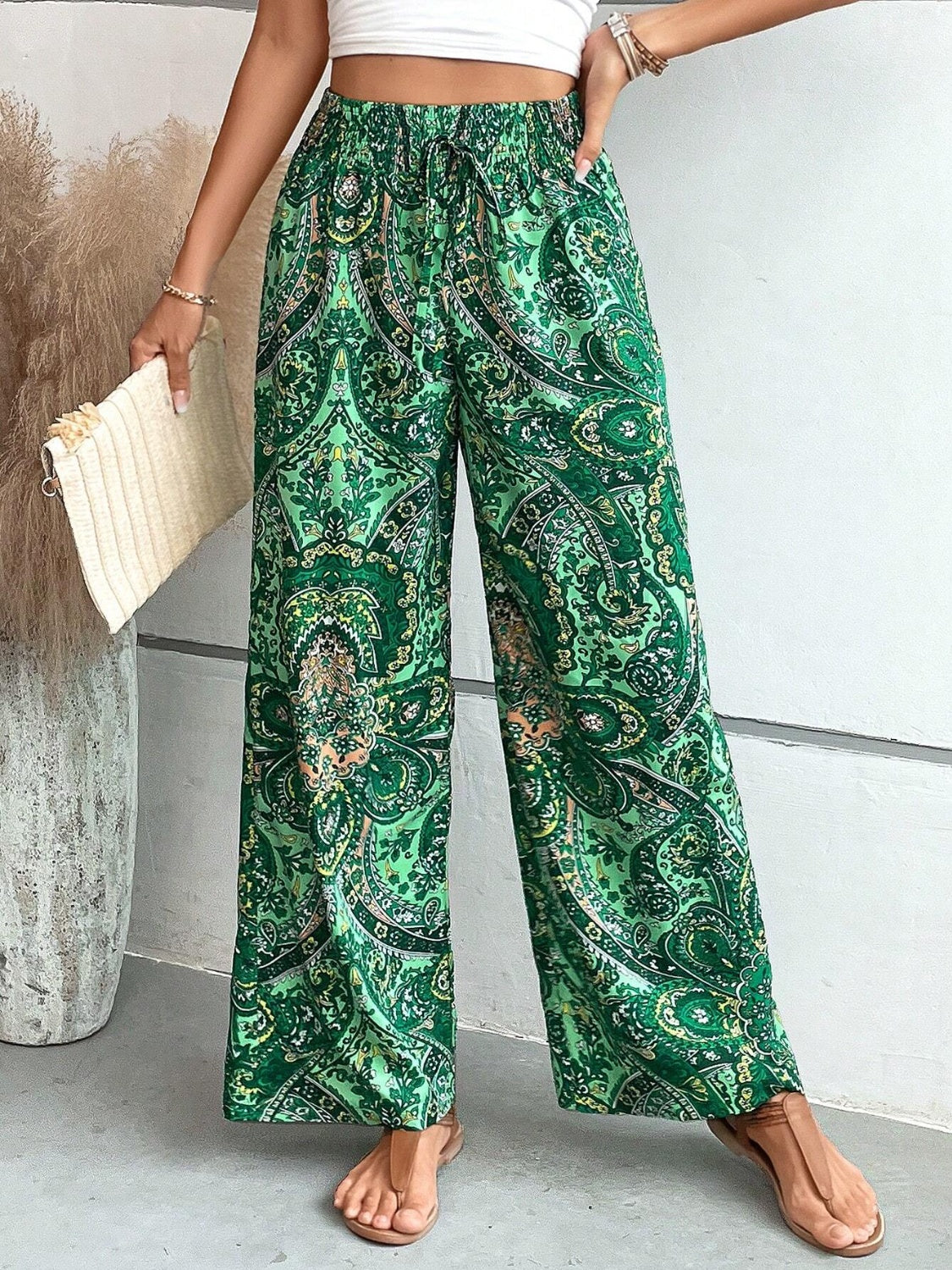 Savannah Boho Paisley Printed Wide Leg Pants