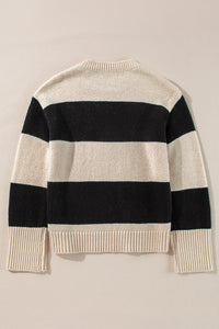 Colorblock Loose Sweater- Black and White