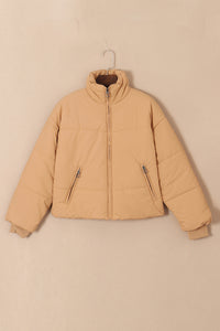 Zip Up Puffer Coat- Brown