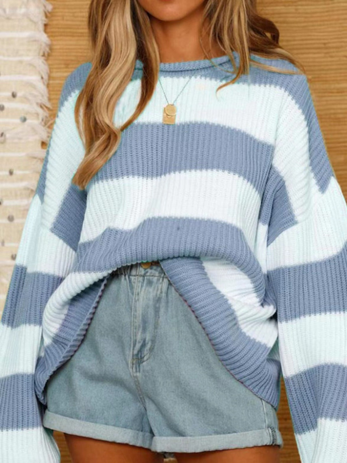 Oversized striped knit sweater