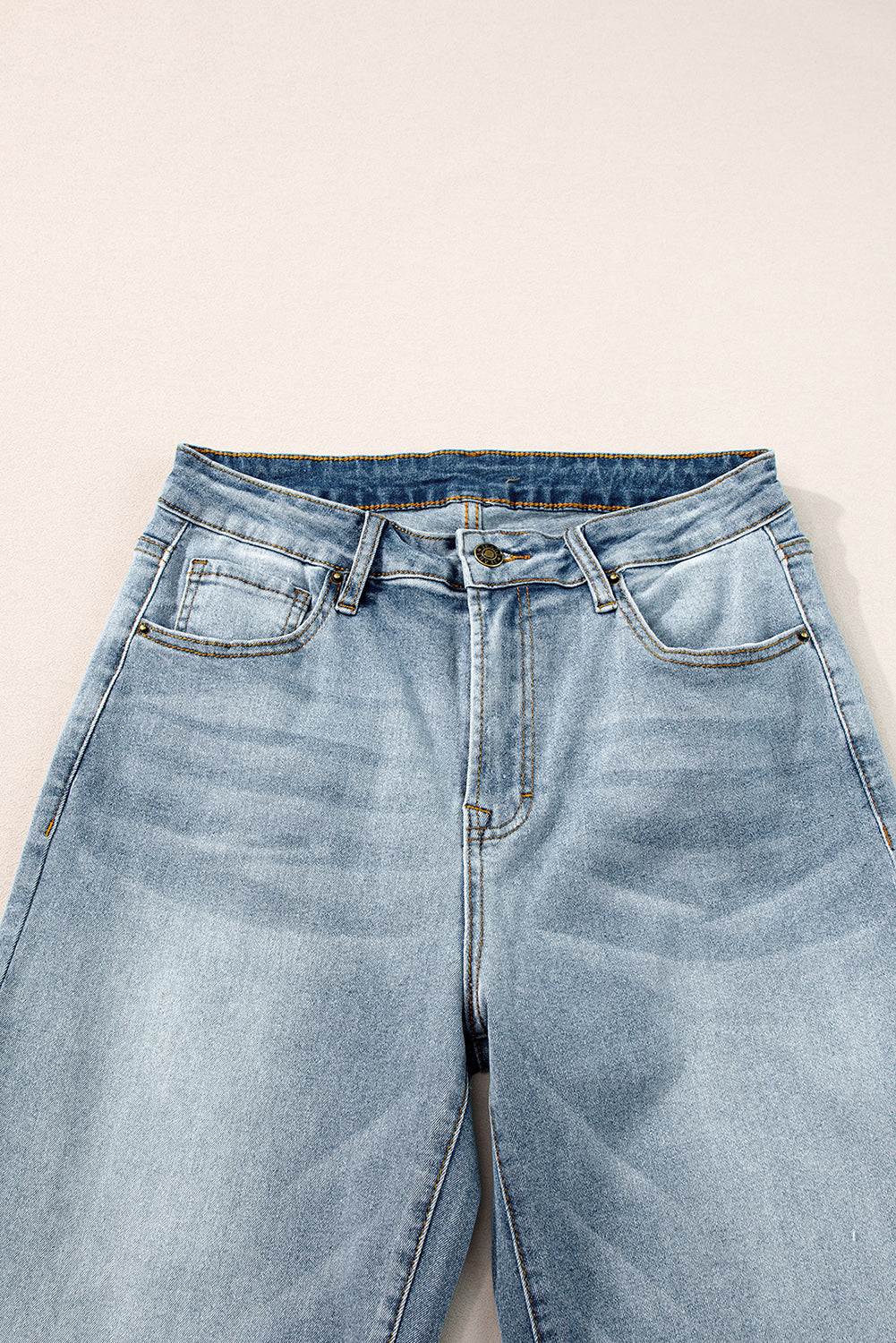 Zoey Acid Wash Raw Edge Straight Jeans