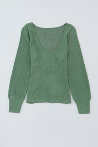 Textured Long Sleeve Top- Green