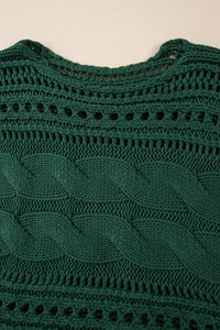 Cable Knit Crop Sweater- Green