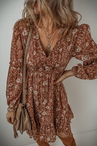 Boho Floral Long Sleeve Mini Dress