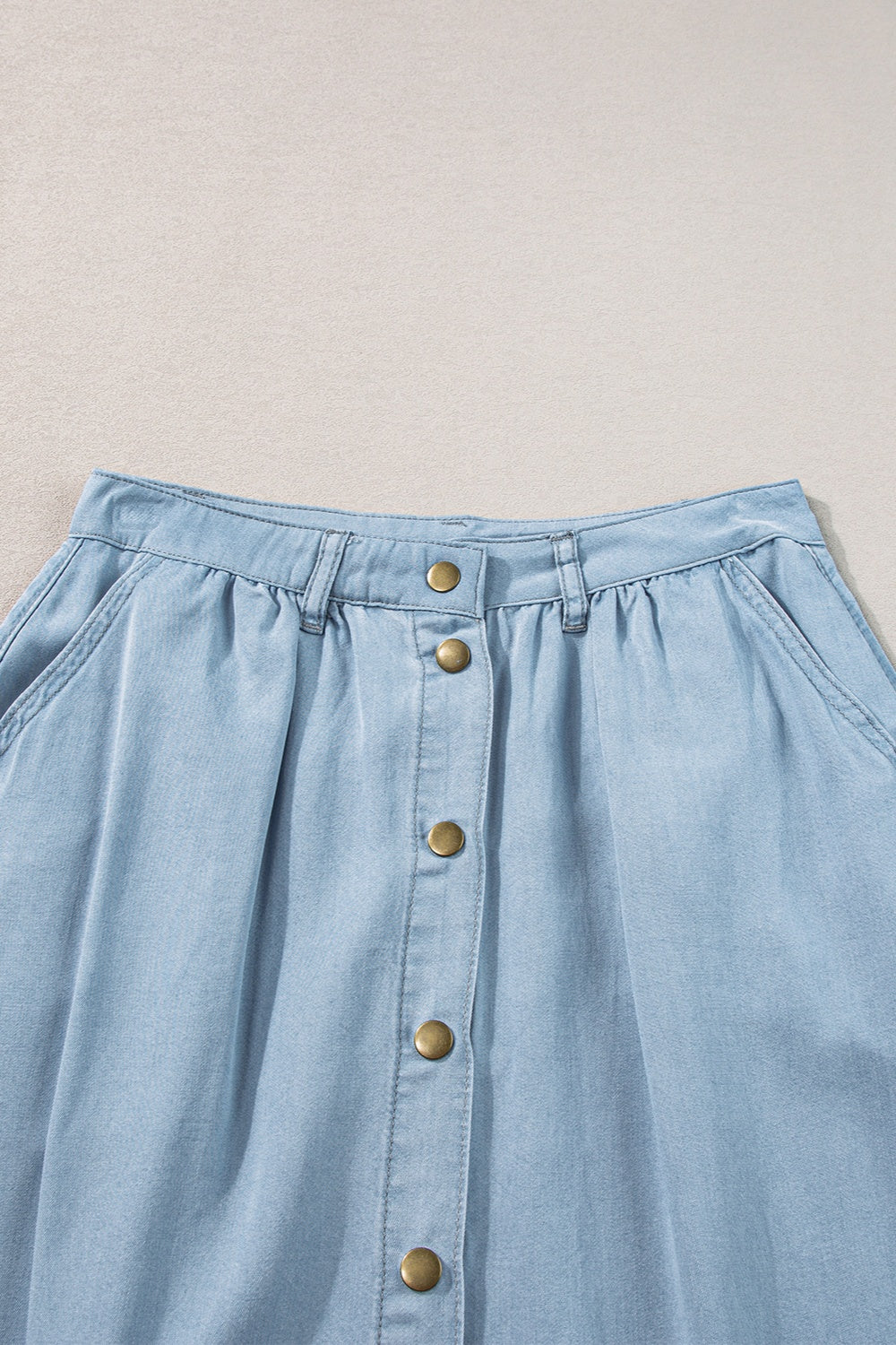 High Waist Denim Midi Skirt