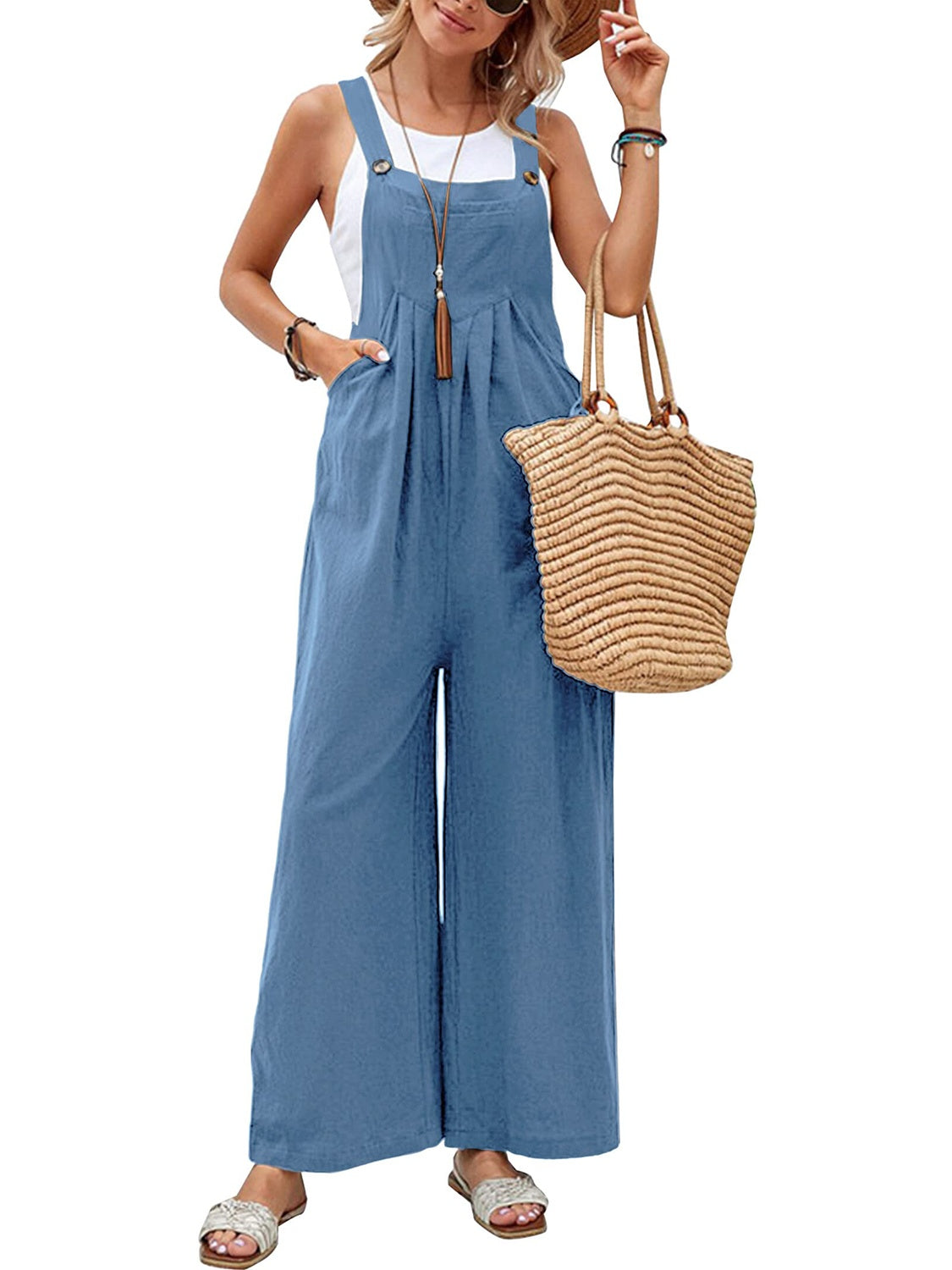 Wide Strap Pocket Overalls